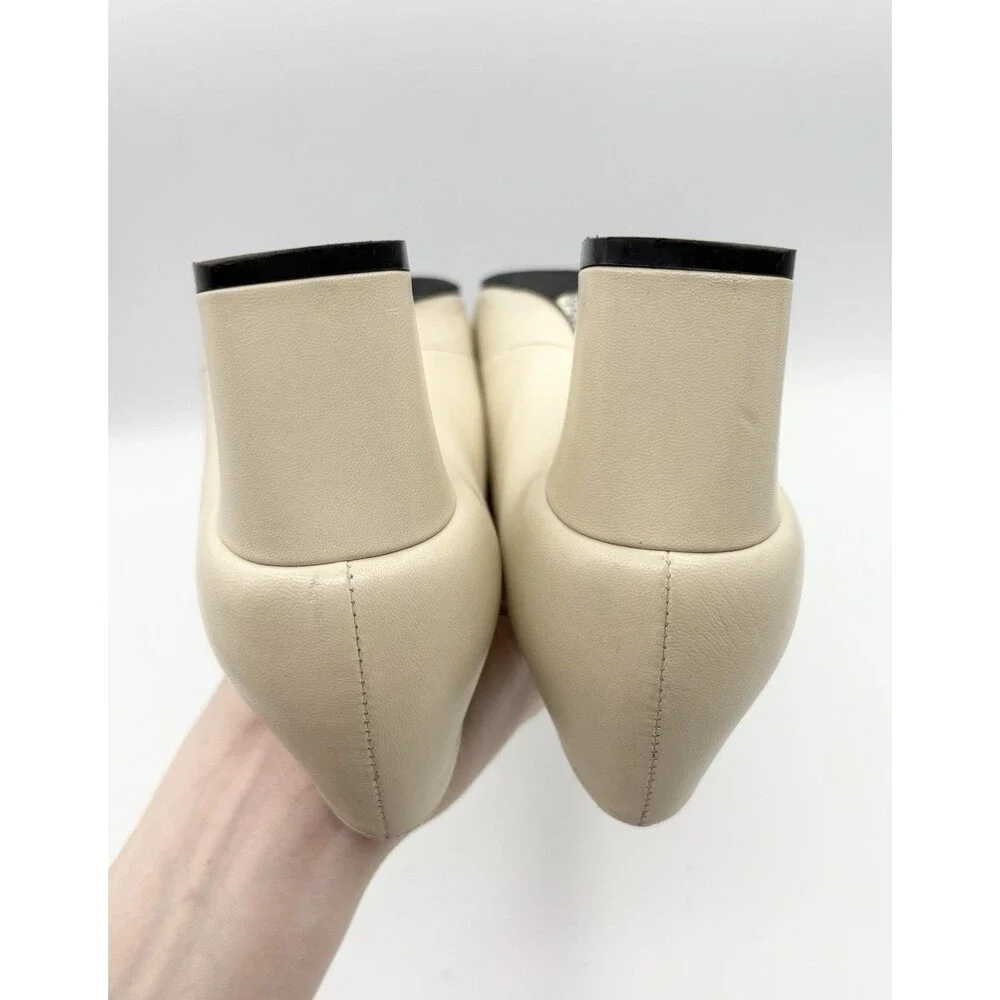 Gucci Victoire GG Block Heel Pumps White/Cream Leather Gold GG Buckle Sz EU 36 - Picture 12 of 14